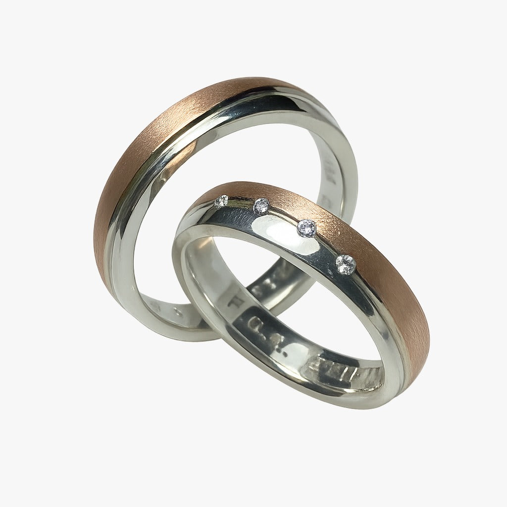 Argollas Dúo en oro 18k