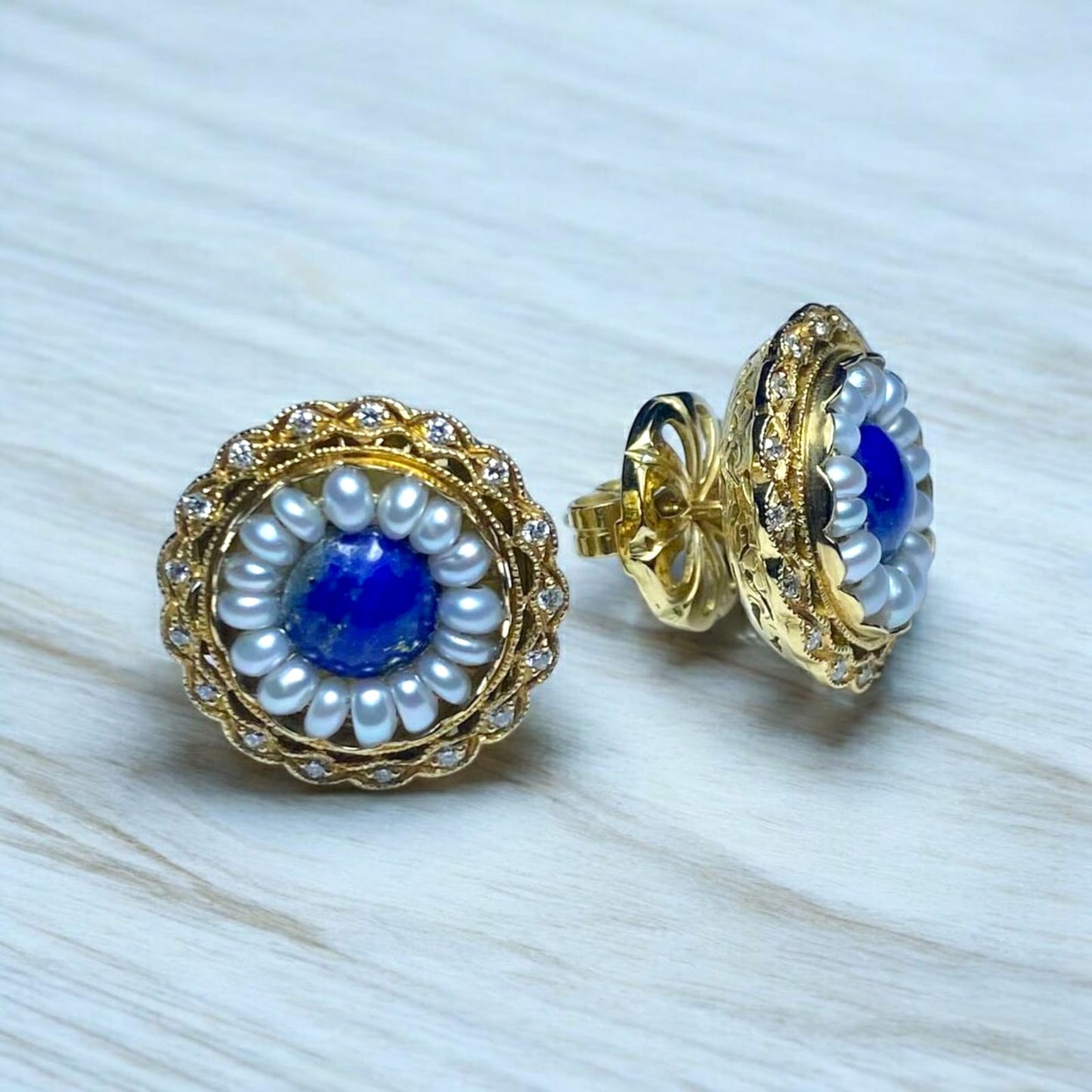 Aros Lapislázuli en oro amarillo 18k
