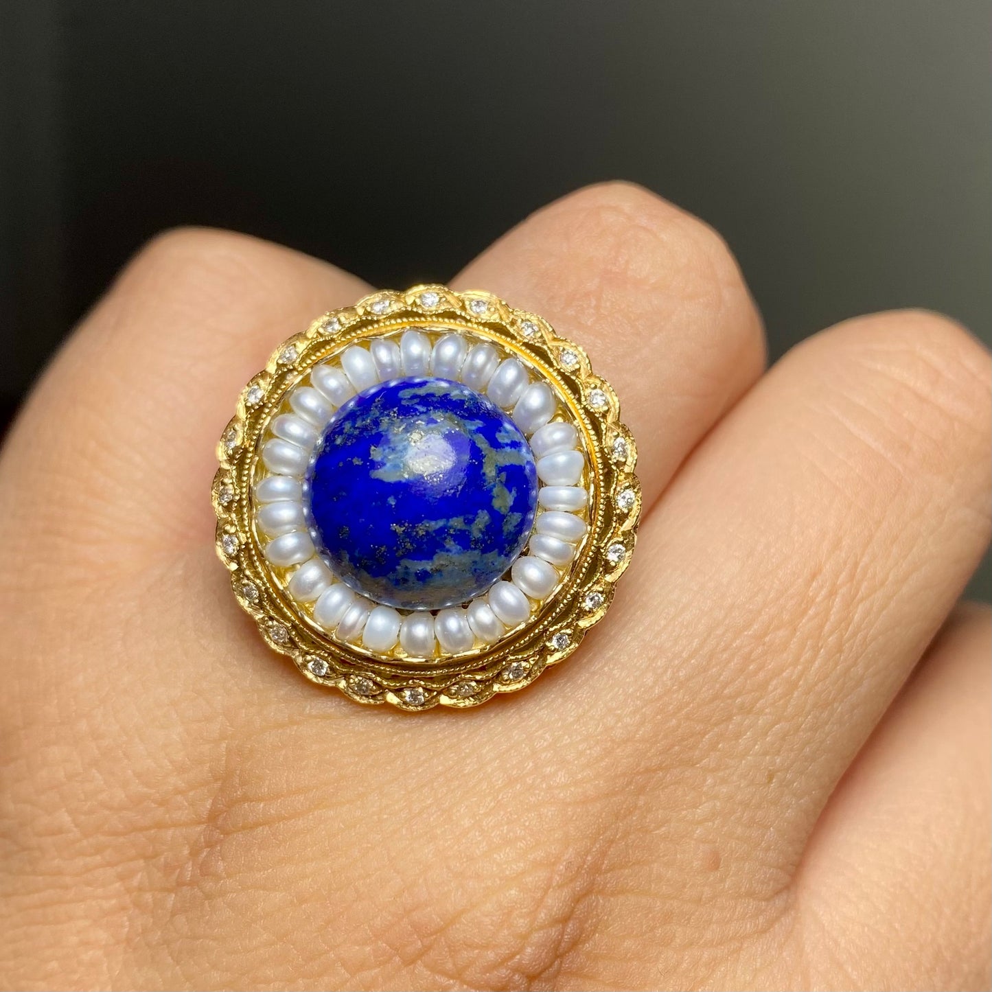 Anillo Lapislázuli en oro amarillo 18k